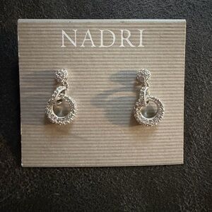 Nadri Silver Loop Crystal Earrings